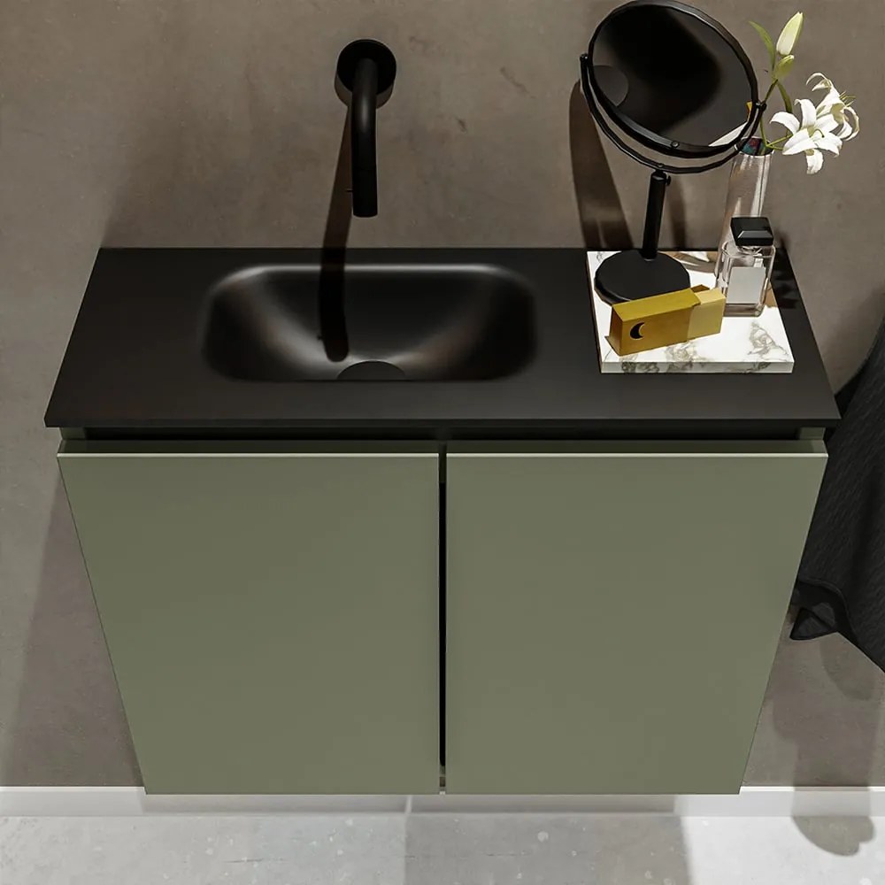 Mondiaz Ture 60cm toiletmeubel army met wastafel urban links geen kraangat