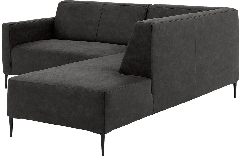 Goossens  Key West antraciet, micro leer, 2-zits, modern design met ligelement rechts