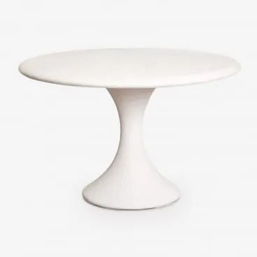 Ronde Tuintafel Ø120 Cm In Cement Eloria Wit - Sklum