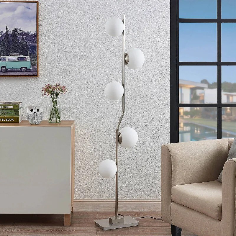 Avalyn vloerlamp, wit, gesatineerd nikkel - lampen-24