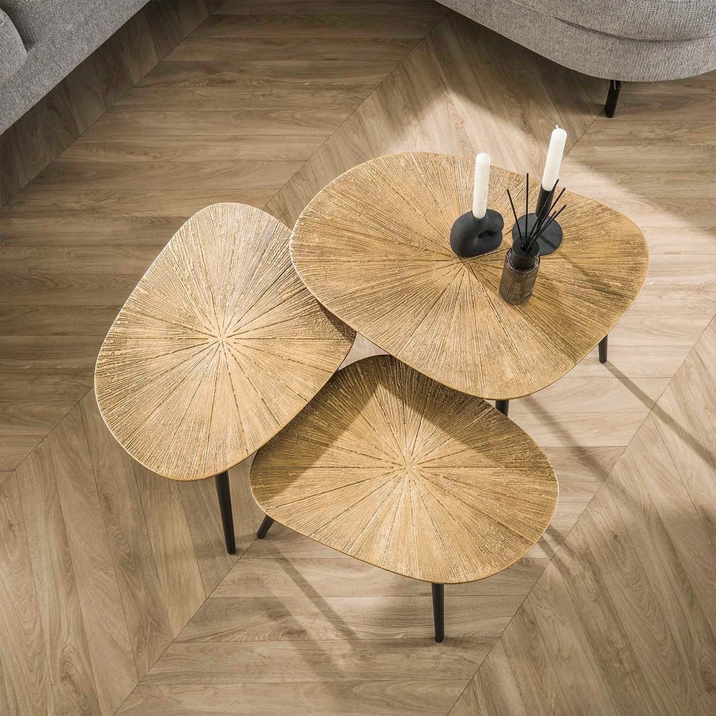 Salontafel Set Kiezelvorm Goud - 62 X 51cm.