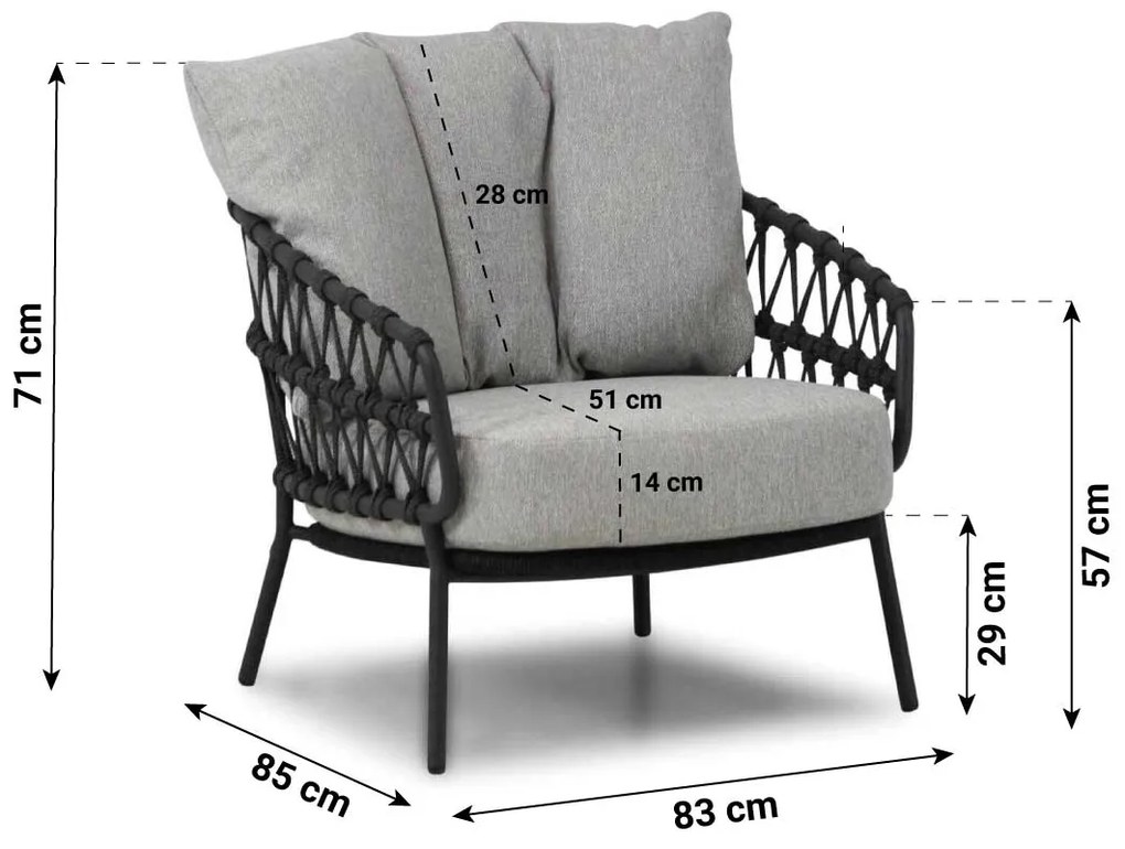 Stoel en Bank Loungeset 5 personen Aluminium/Rope Grijs  4 Seasons Outdoor Seasons