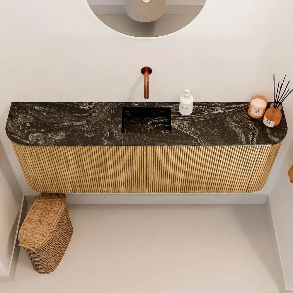 Mondiaz Joya DLux 125cm toiletmeubel ronding links/rechts oak met wastafel faye midden zonder kraangat lava