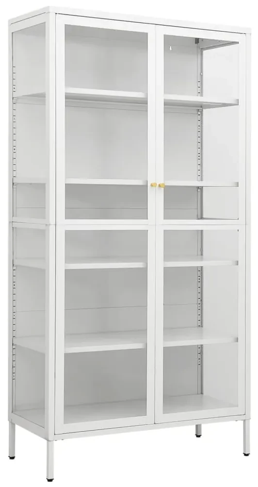 vidaXL Vitrinekast 90x40x180 cm staal en gehard glas wit
