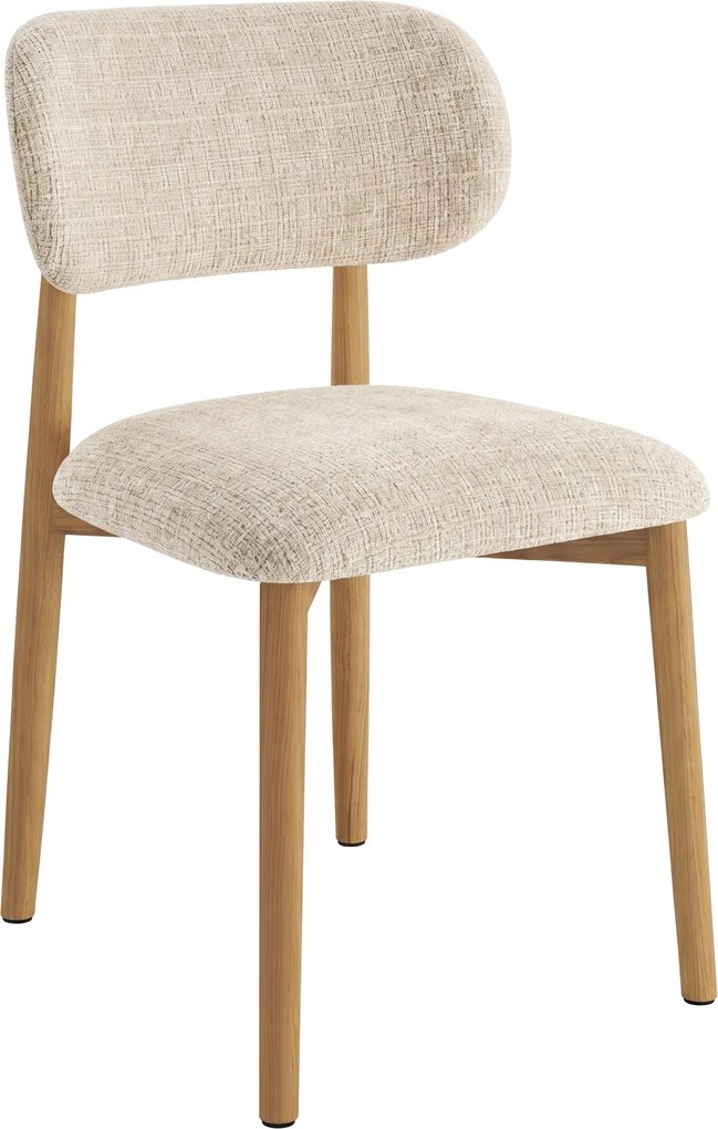 AVLO Beige (stof Juto 4)/gelakt eiken frame – HOUTEN STOEL VOOR WOONKAMER, EETKAMER, KEUKEN RETRO