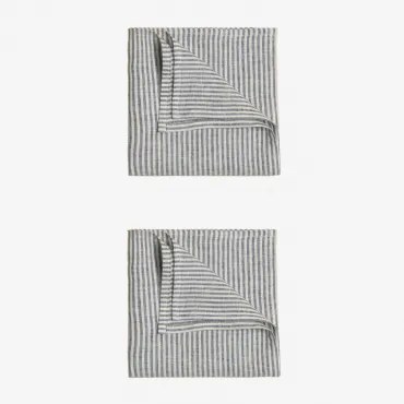 Pack Van 2 Servetten Van Linnen En Katoen Karepa Blauwe Mist - Sklum