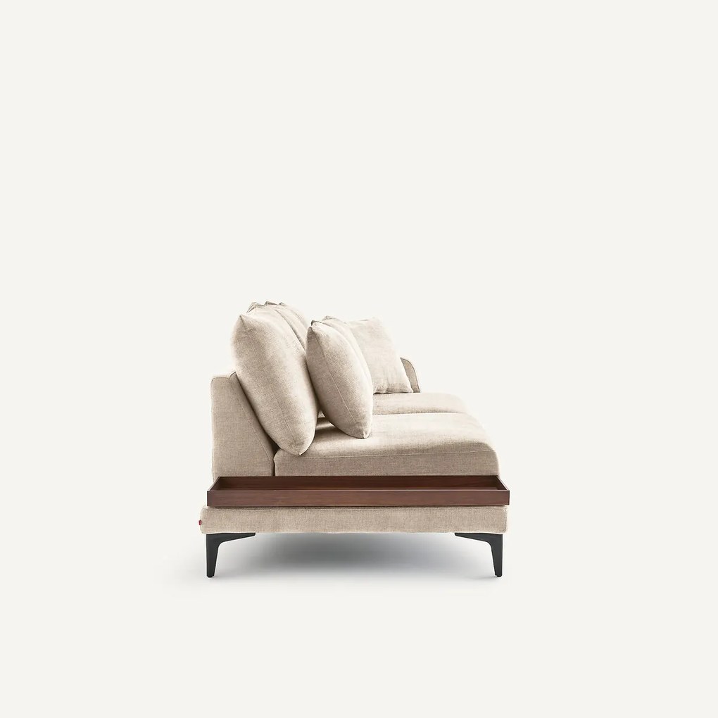Halve bank met tafelblad, van polyester en katoen, MODERNISTE