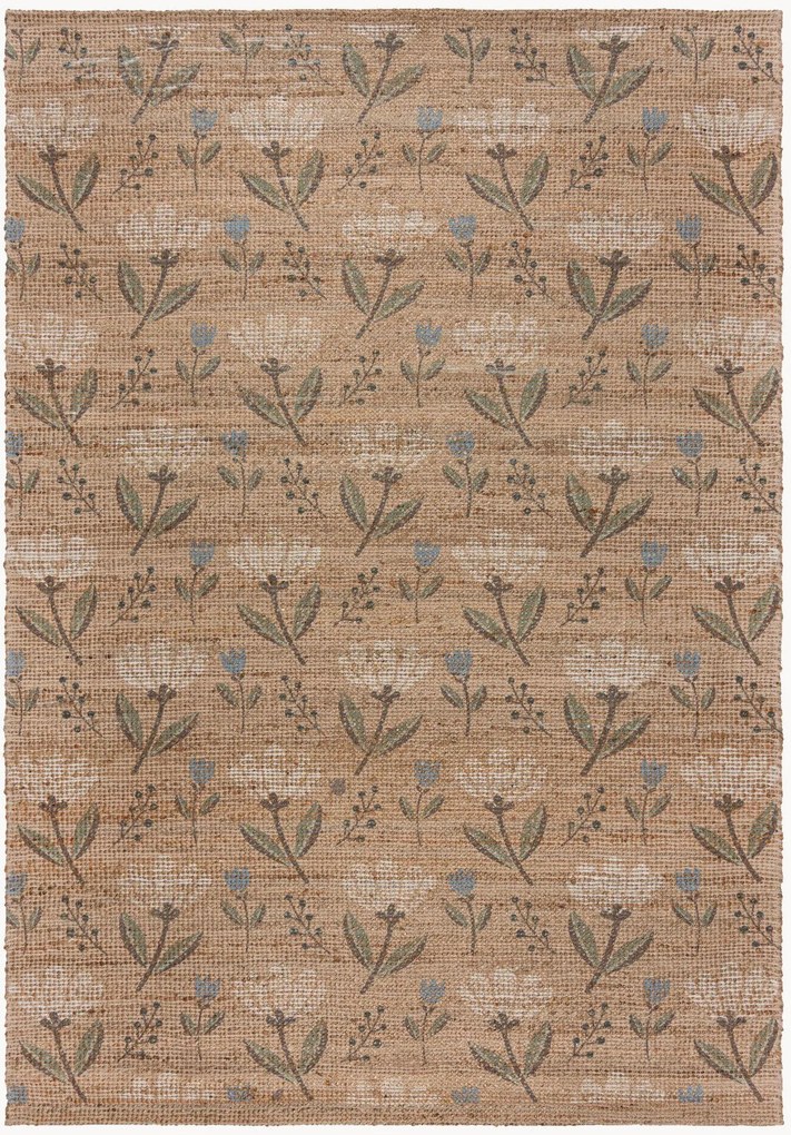 Handgeweven platvlecht jute vloerkleed Arriana Floral