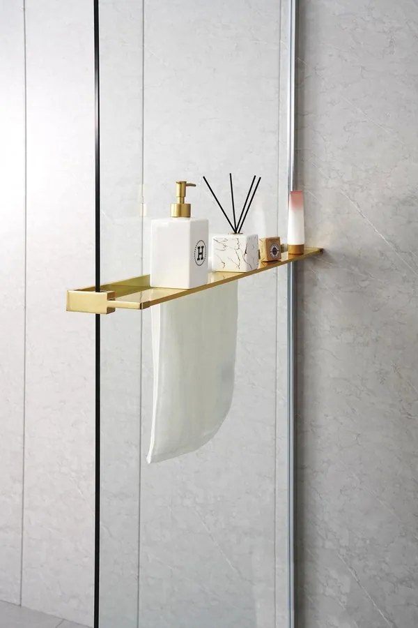 Sapho Shelf handdoekhouder en planchet voor douchewand goud mat
