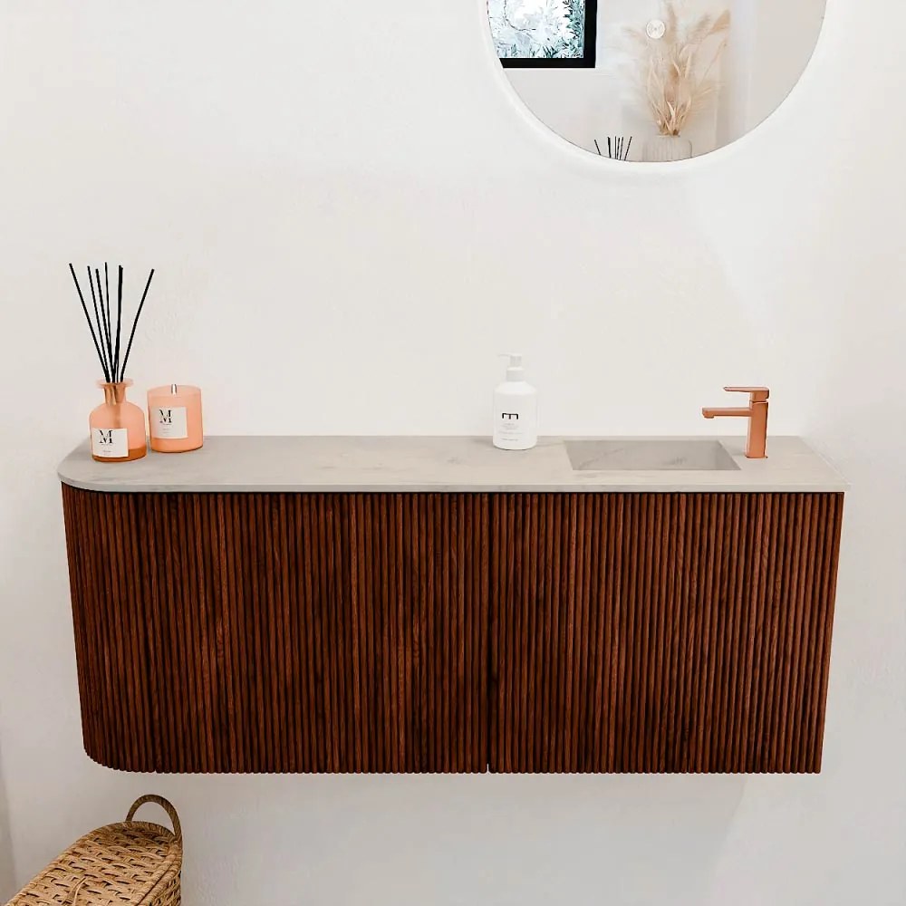 Mondiaz Joya DLux 100cm toiletmeubel ronding links ruby met wastafel faye rechts 1 kraangat opalo