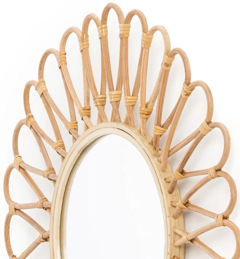 Spiegel in rotan en bamboe, zon modelØ50 cm, Nogu