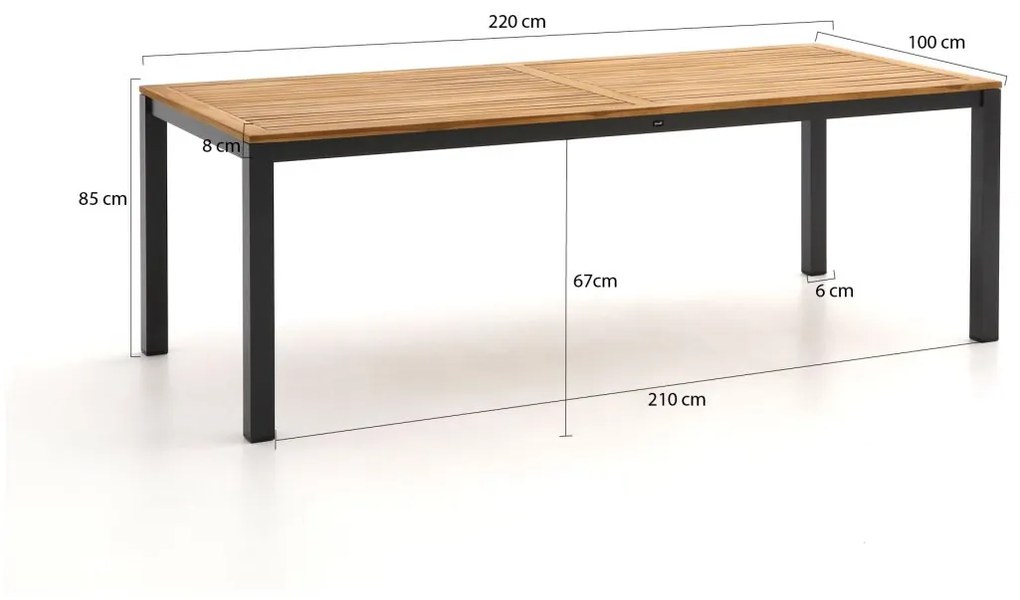 Hartman Stefano/Sonata 220cm dining tuinset 7-delig