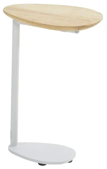 4 Seasons Outdoor Clever bijzettafel frost grey met druppelvormig teak blad Bijzettafel houtkleur weerbestendig