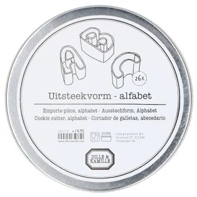 Uitsteekvormpjes in blik, RVS, alfabet