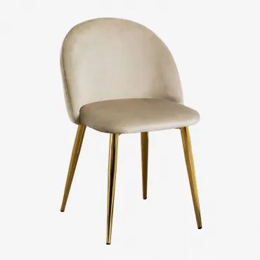Set Van 4 Eetkamerstoelen Bekleed Met Kana Fluweel Bruin - Tarwe & Goud - Sklum