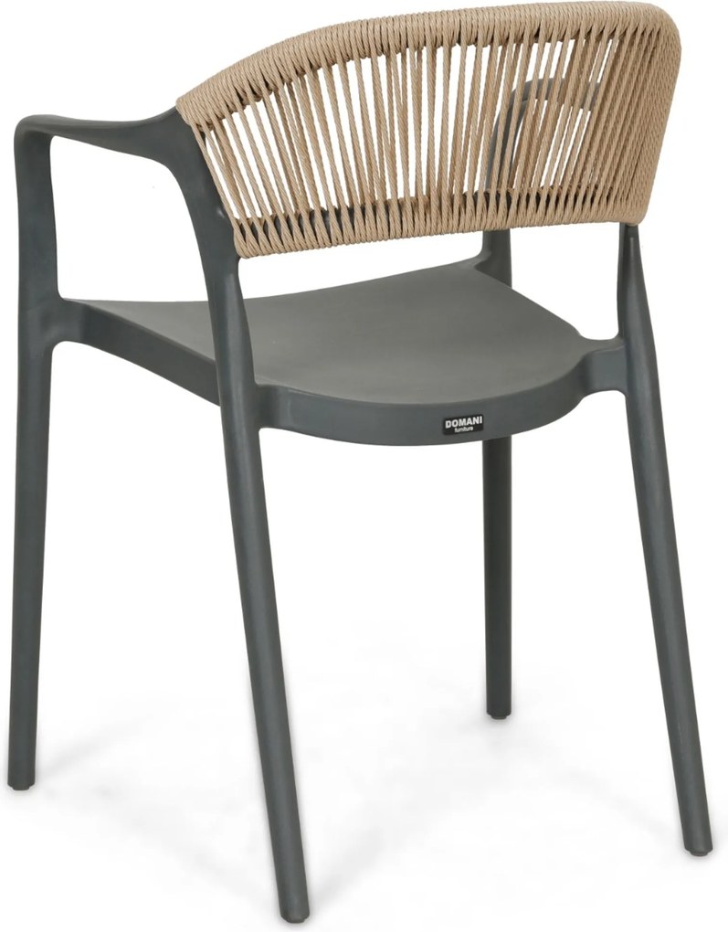 Tuinset Ronde Tuintafel 6 personen 150 cm Kunststof Grijs  Domani Furniture Toscano/Arancia