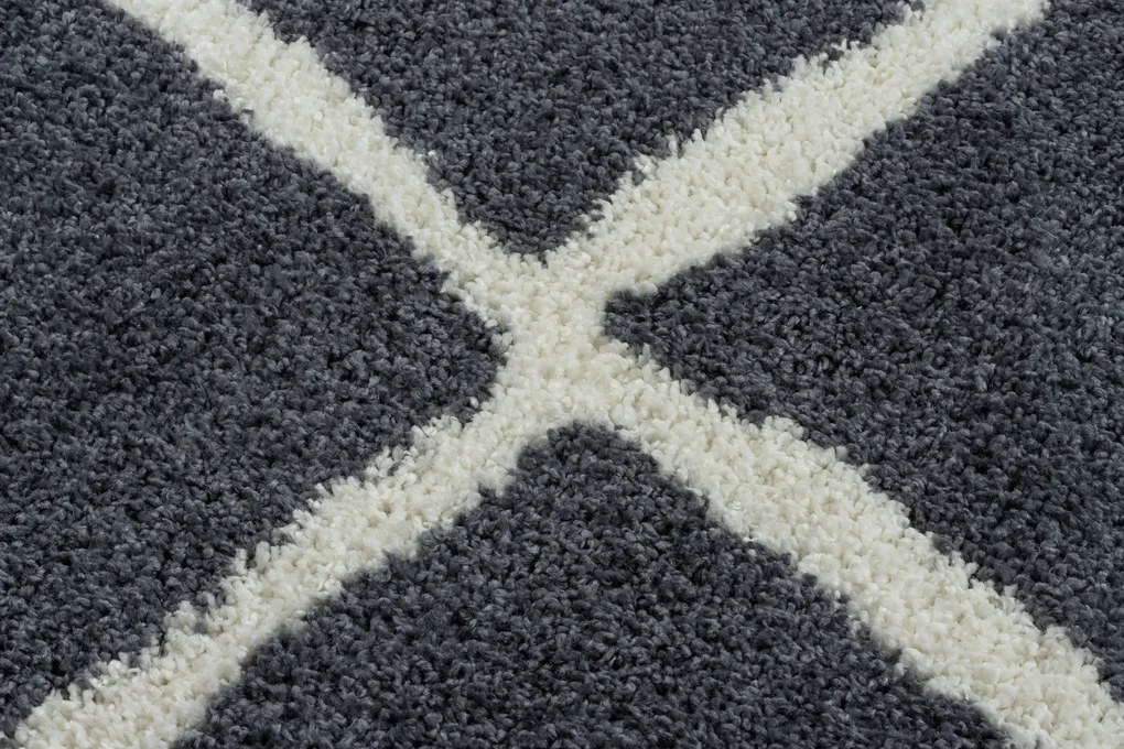Tapijt BERBER CROSS B5950 grijskleuring / witrand ,  Barber , marokkaanse shaggy