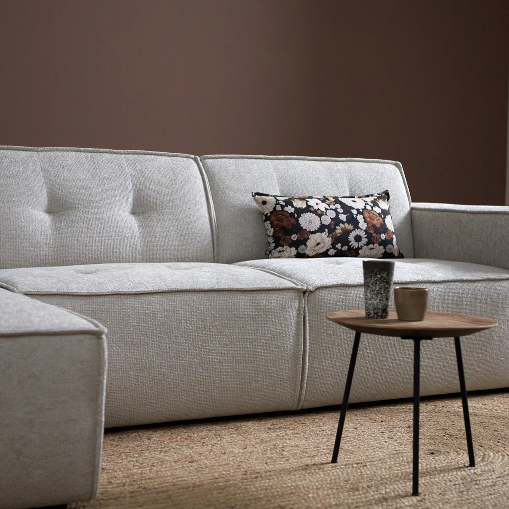 PEPP Interiors Flow Moderne Hoekbank Met Stiksels Beige Chaise Longue Links
