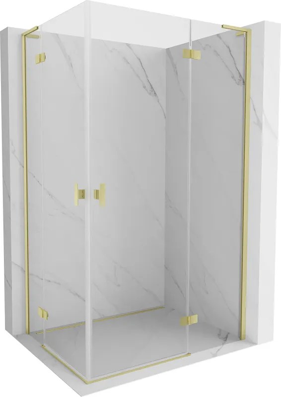 Mexen Mist-H L Duo draaideur-douchecabine rechts 70 x 100 cm, transparant, geborsteld goud - 8A5L-070L-100P-55-00
