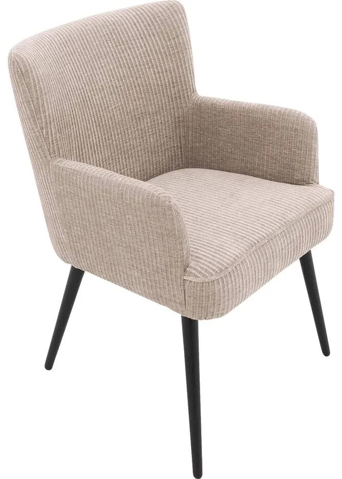 Goossens Eetkamerstoel Rob beige stof met armleuning, urban industrieel