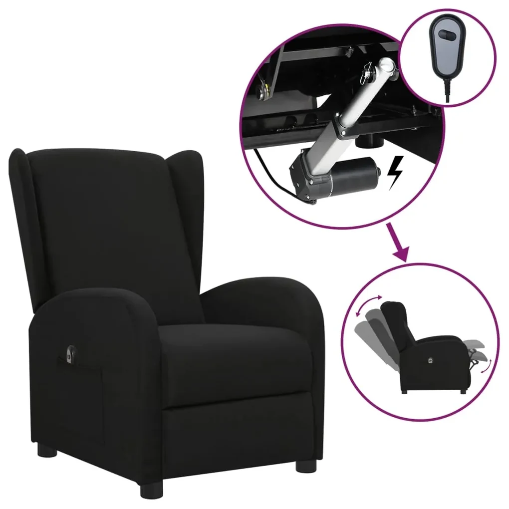 vidaXL Fauteuil verstelbaar elektrisch stof zwart