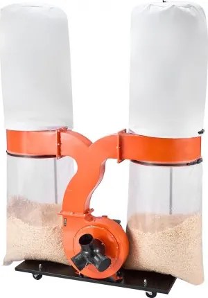 VEVOR stofafzuigsysteem, 2634,47 m³/u, 2,5 micron spaanafzuigsysteem, 3,0 pk zaagselafzuigsysteem met twee stofzakken van 132,5 l en twee filterzakken van 159 l, 2800 tpm, non-woven stof