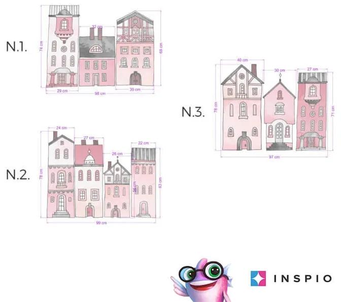 INSPIO Muurstickers - Roze huizen