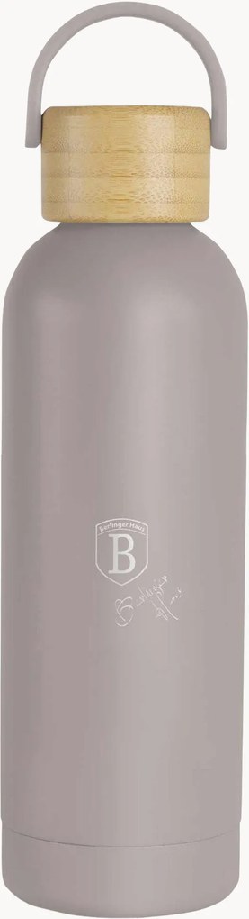 Thermosfles Taupe met bamboehouten deksel