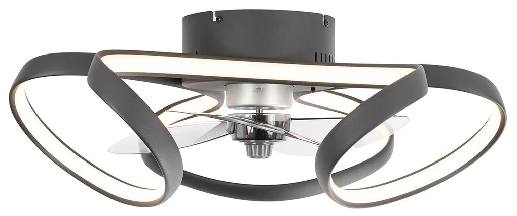 Plafondventilator zwart 55cm incl. LED dimbaar met afstandsbediening - Mandy