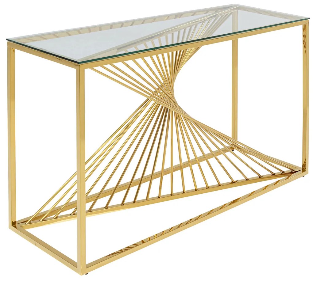 Kare Design Laser Gold Design Sidetable Met Glas Goud - 120 X 40cm.