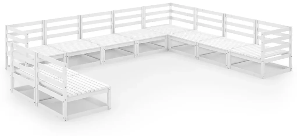 vidaXL 10-delige Loungeset massief grenenhout wit