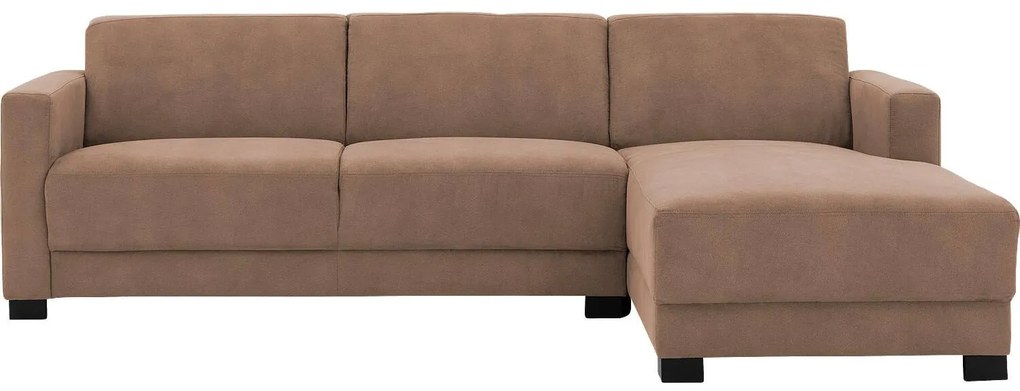 Goossens  My Style bruin, microvezel, 2,5-zits, stijlvol landelijk met chaise longue rechts