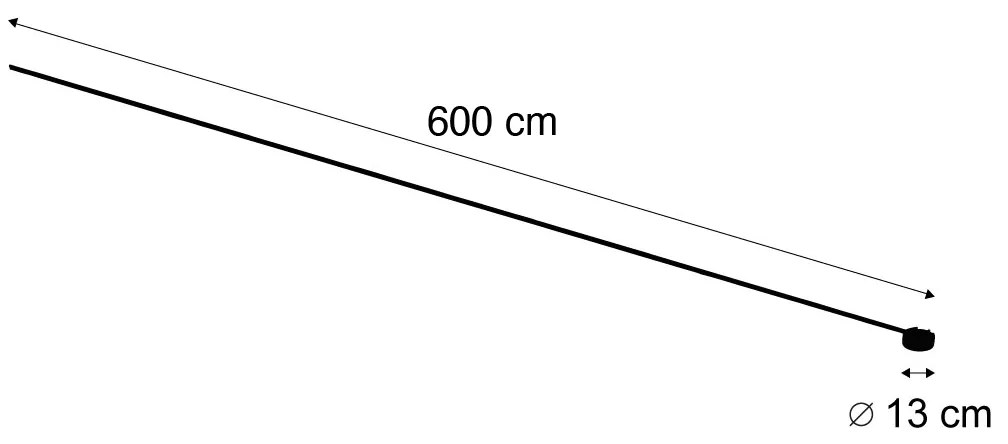 Modern railsysteem zwart 1-fase 600 cm met ronde voeding - Magnetic