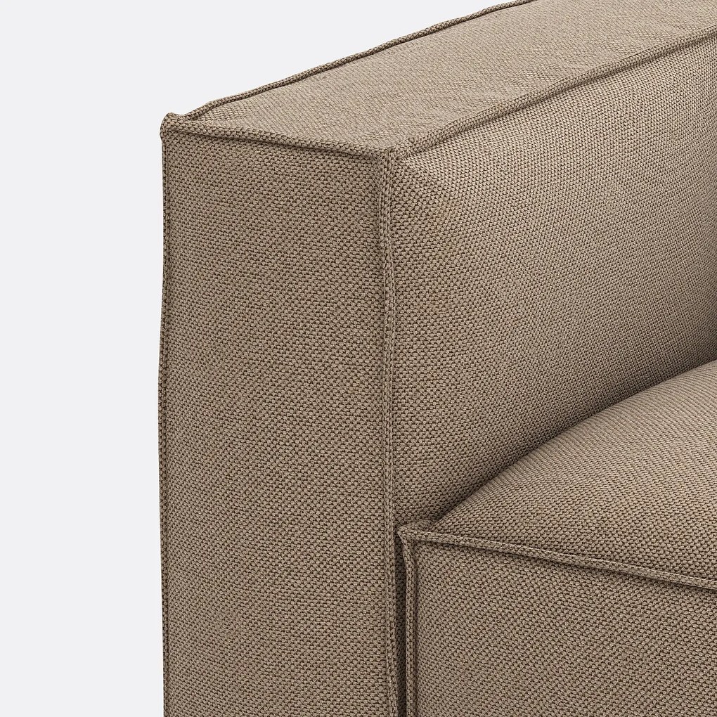 Modulaire bank, 3-zit en poef, in gestructureerde stof, Seven