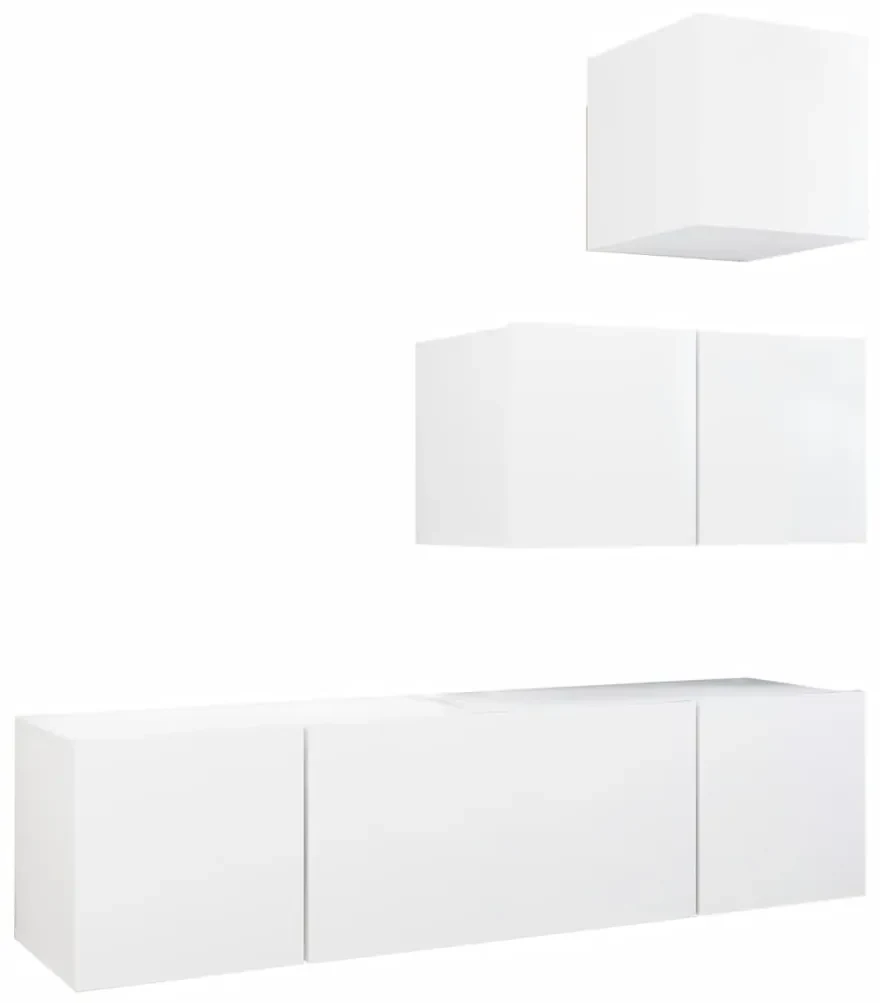 vidaXL 4-delige Tv-meubelset spaanplaat wit