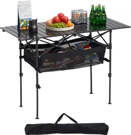 VEVOR Opvouwbare tafel Buffettafel Draagbare Multifunctionele tafel 120 cm, Rechthoekige aluminium tafel (voor 4-6 personen) met verstelbare hoogte &amp; draagtas, Tuintafel Campingtafel voor Feesten Picknicks Zwart