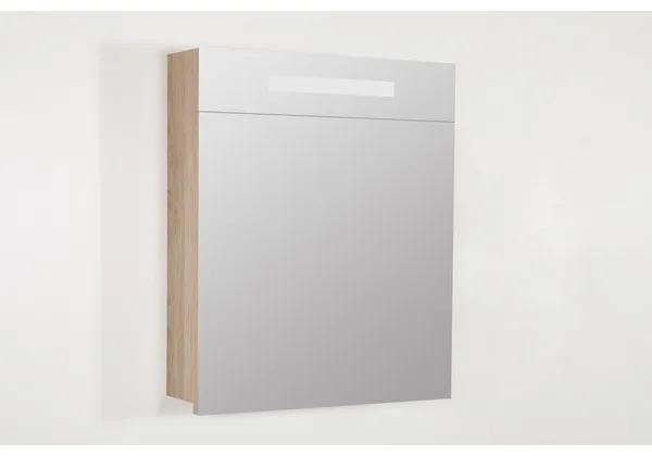 Saniclass 2.0 spiegelkast 60x70x15cm rechtsdraaiend 1 deur met LED verlichting Legno Calore 7256
