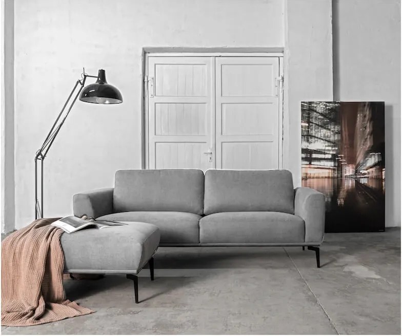 2-zits bank Tulp | stof Sorro lichtgrijs 90 | 1,75 mtr breed