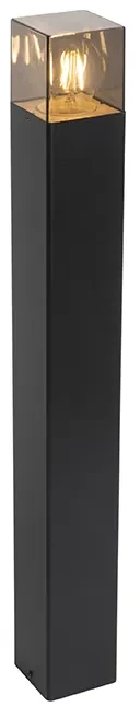 Staande buitenlamp zwart 70 cm IP44 met smoke glass - Denmark Modern E27 IP44 Buitenverlichting