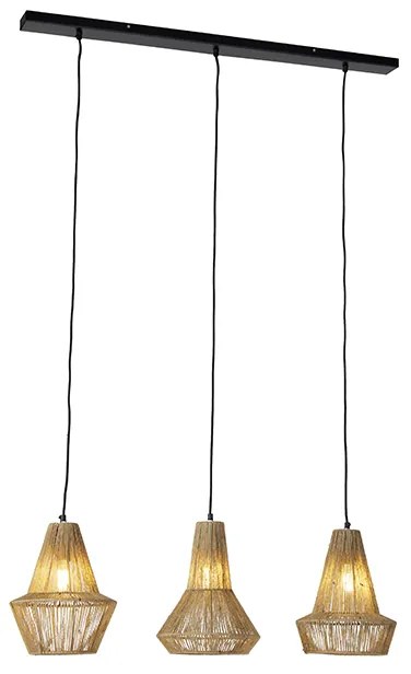 Eettafel / Eetkamer Landelijke hanglamp touw 3-lichts langwerpig - Jenthe Landelijk E27 Binnenverlichting Lamp
