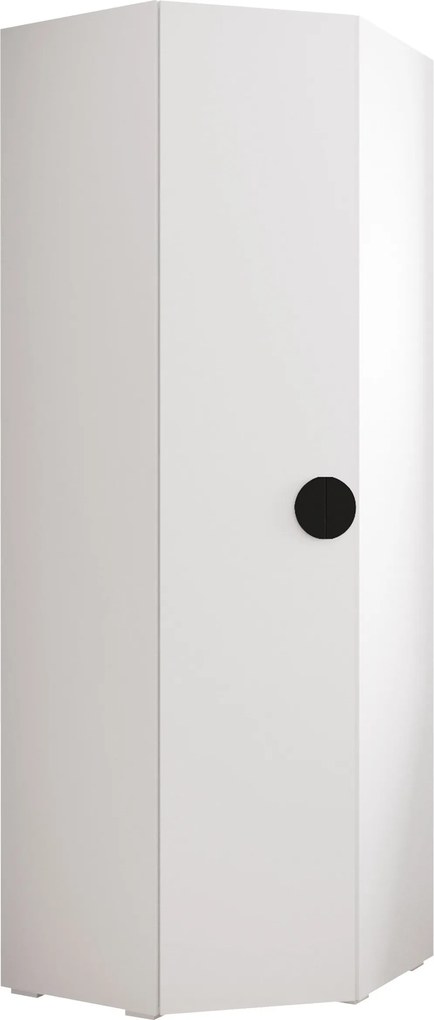 Hoekkledingkast Hartford 568, Zwart, Wit, 237x81x81cm, 95 kg, Kledingkast deuren: Met scharnieren