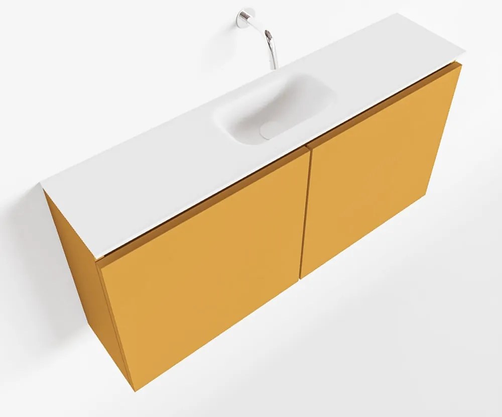Mondiaz Ture 100cm toiletmeubel ocher met wastafel talc midden geen kraangat