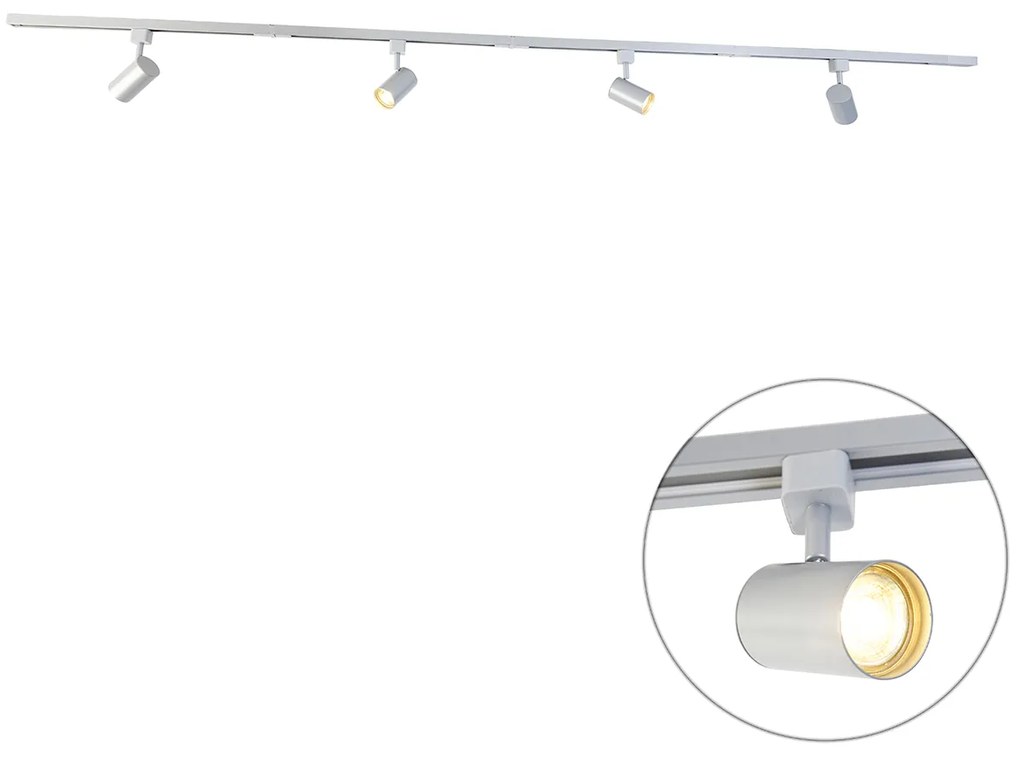 Modern railsysteem met 4 Spot / Opbouwspot / Plafondspots zilver 1-fase - Iconic Yade Modern GU10 Binnenverlichting Lamp