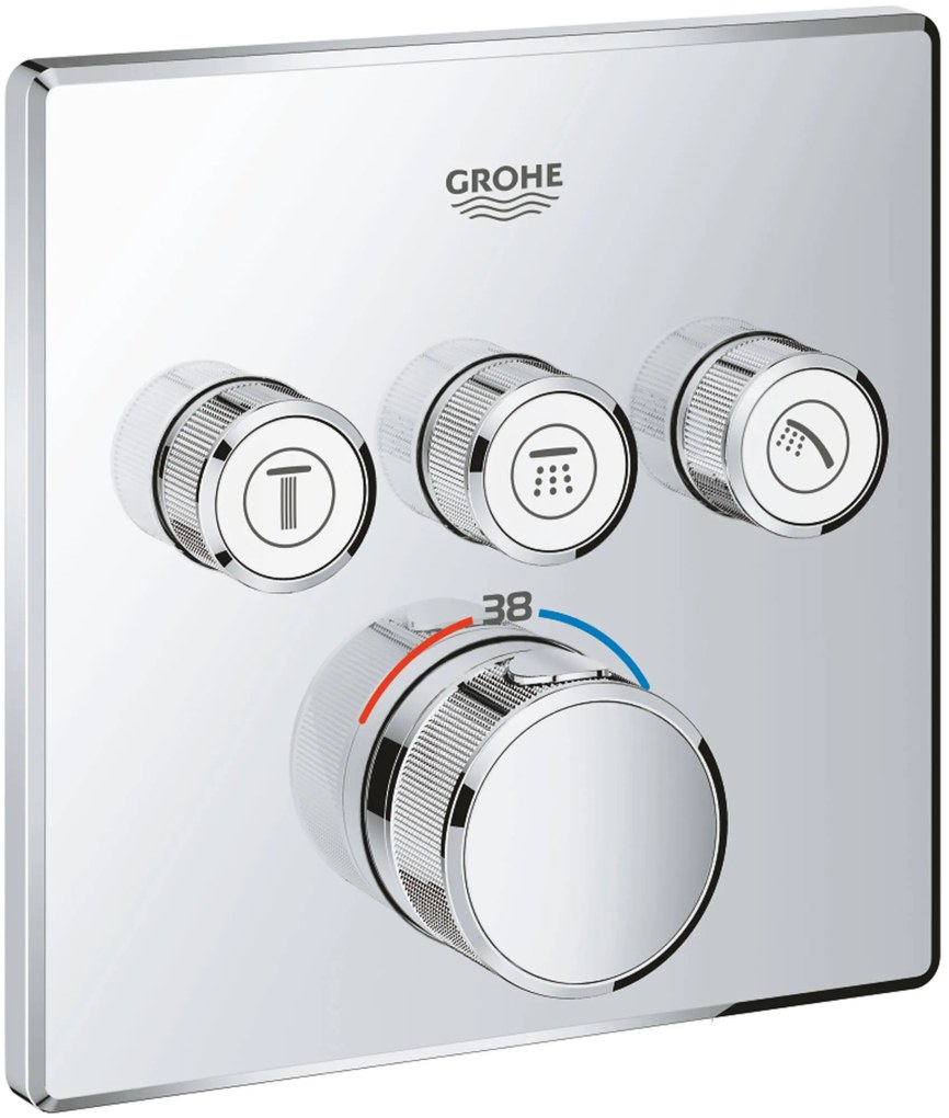 Grohe Grohtherm Smartcontrol 310 Comfortset inbouw regendoucheset Cube met 3 straalsoorten en plafondaansluiting Ø31cm chroom