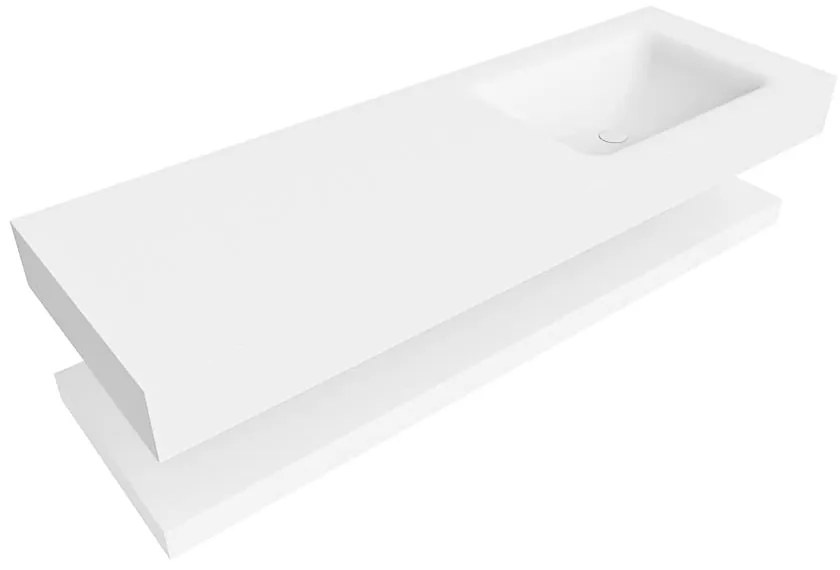 Zaro Alan badmeubel 140cm met planchet talc en vrijhangende wastafel cloud rechts zonder kraangat talc