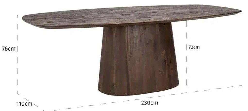 Richmond Interiors Alix Eettafel Donker Hout Deens Ovaal - 230 X 110cm.