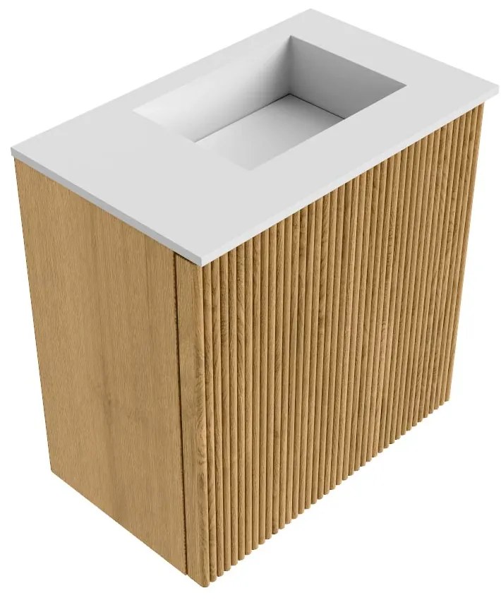 Mondiaz Joya 40cm toiletmeubel oak met wastafel faye rechts zonder kraangat talc