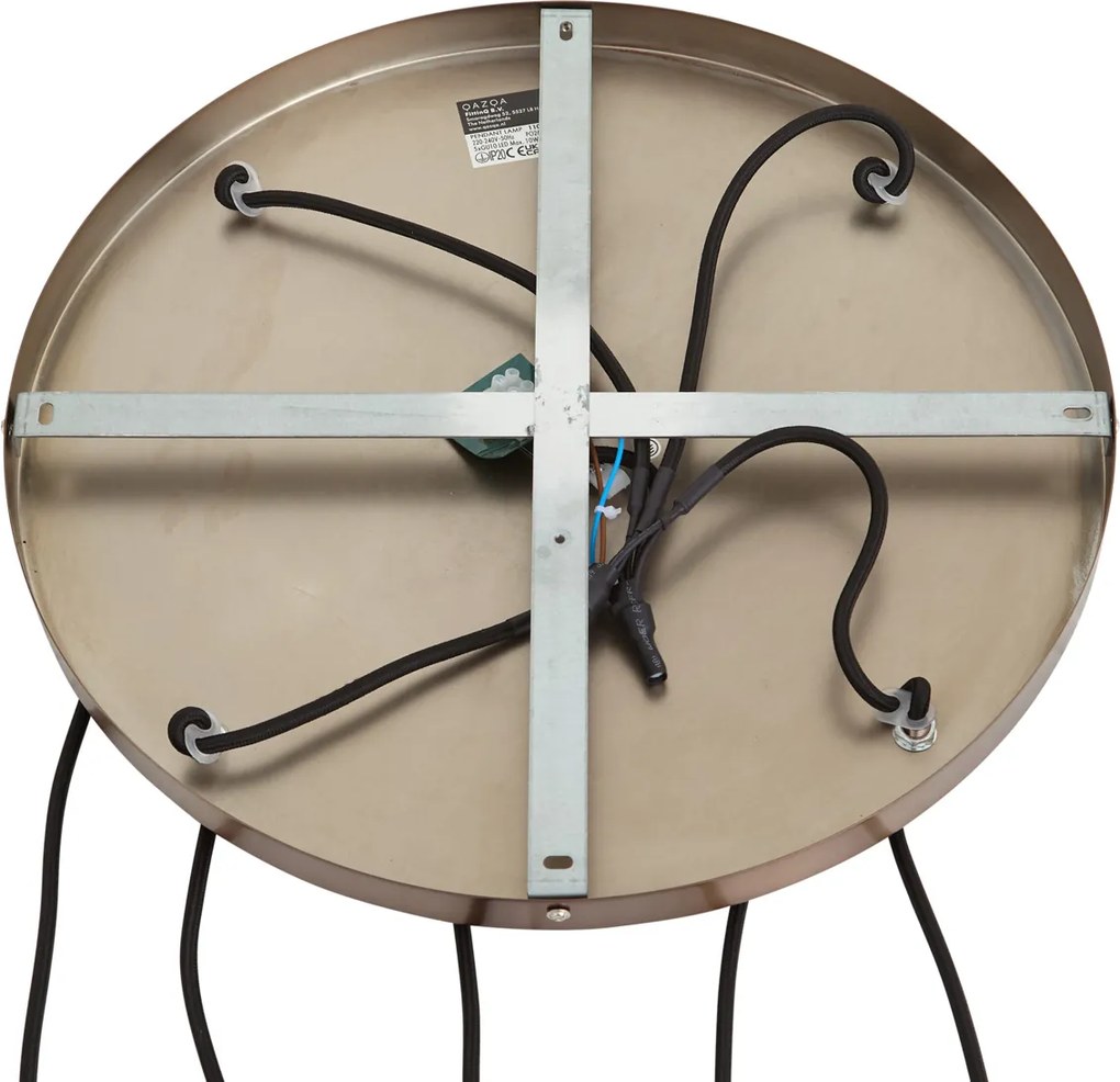 Art Deco hanglamp donker brons met ribbel glas 5-lichts - Walcott