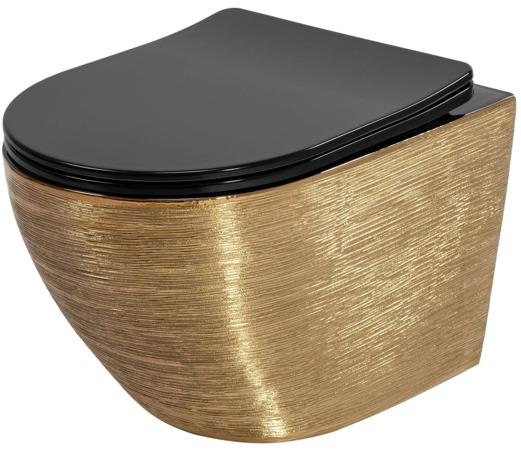 Hangende toilet Rea Carlo Mini Tornado Black Brush Gold