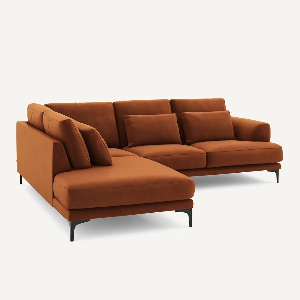 Rechtse hoekbank met leuning in fluweel, Marsile